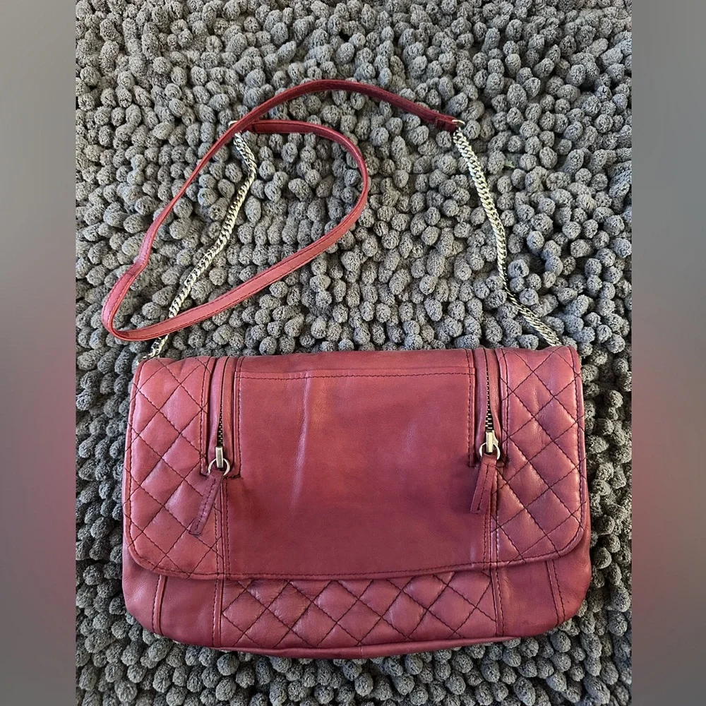 Maje Elegant Quilted Raspberry Shoulder Bag - Picture 1 of 5
